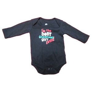 Infant Bodysuit Black Long Sleeves Best Christmas Gift Ever Size 0–3 Months